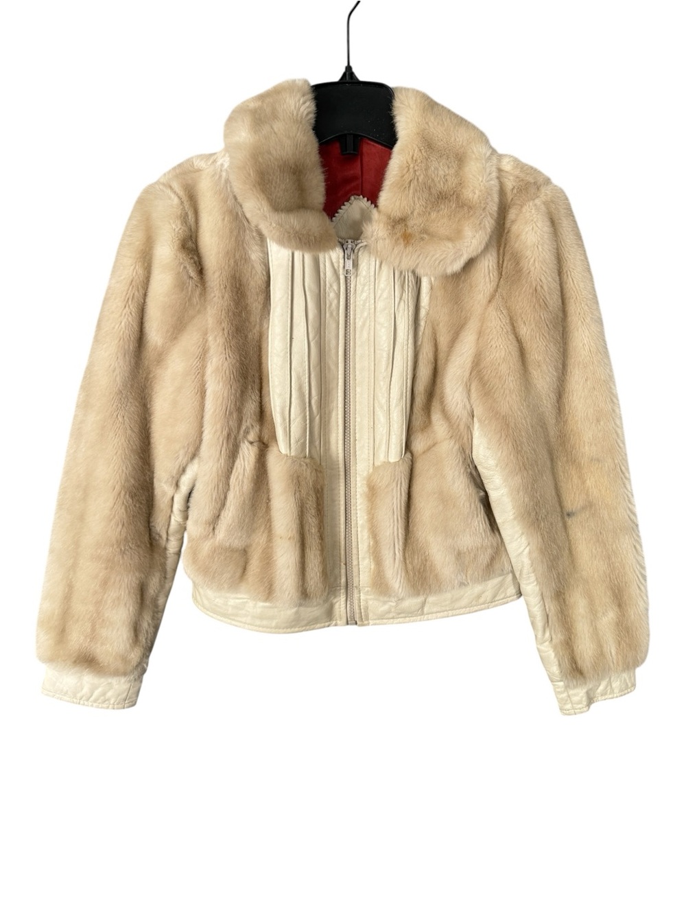 Vintage Fur Leather Cropped Jacket Glam Mob Wife XS